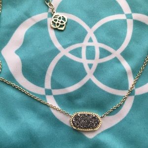 Kendra Scott Elisa Necklace Platinum Drusy & Gold